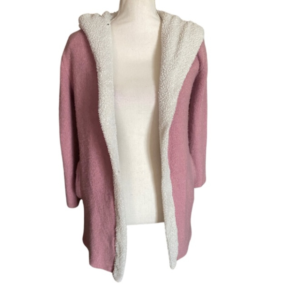 TWINE AND STRING Cozy Pink Hooded Sweater Size S